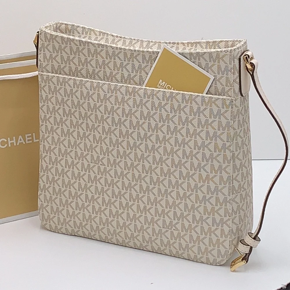 Michael Kors Jet Set Travel Large Messenger Crossbody Bag Light Cream Multi